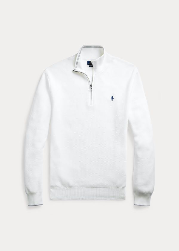 Sueter Polo Ralph Lauren Hombre Blancos - Cotton Half-Zip - PLJAK9807
